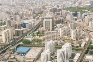 福岡の高層マンション群