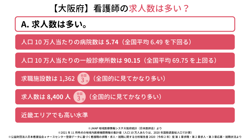 大阪府の看護師の求人数は多い？