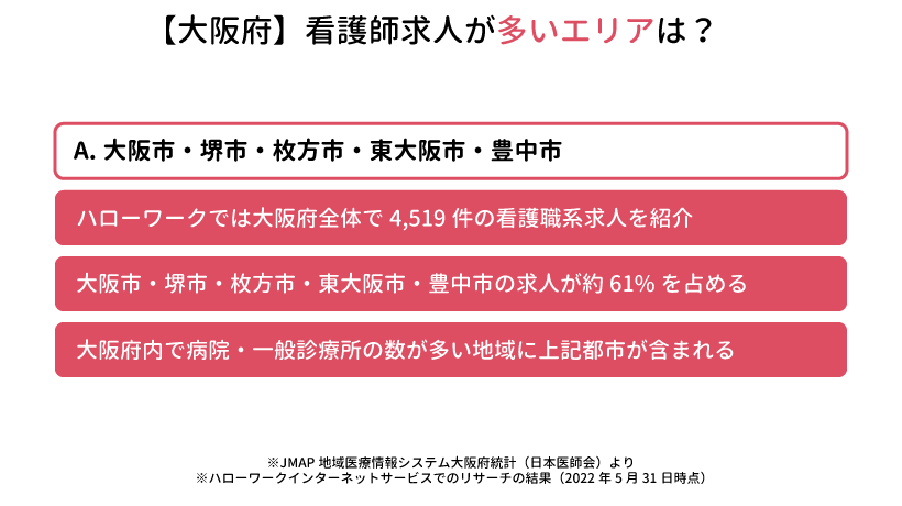 大阪府の看護師求人が多いエリアは？