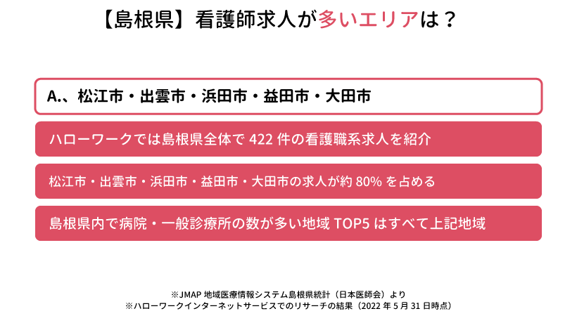 島根県の看護師求人が多いエリアは？